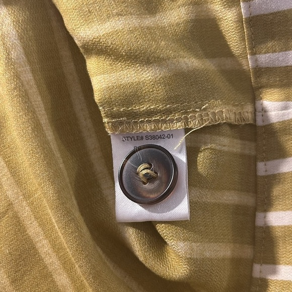 Altar’d State A-Line Button Front Skirt, S, Stripes, Mustard Yellow/Green, Bow - Picture 8 of 9